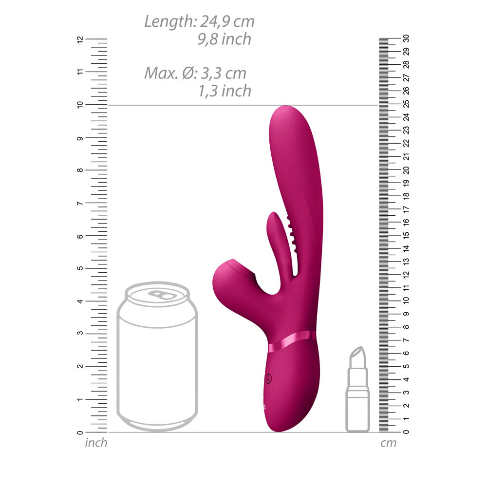 VIVE Ena -  -  25 cm USB Rechargeable Thrusting Vibrator with Air Wave Stimulator