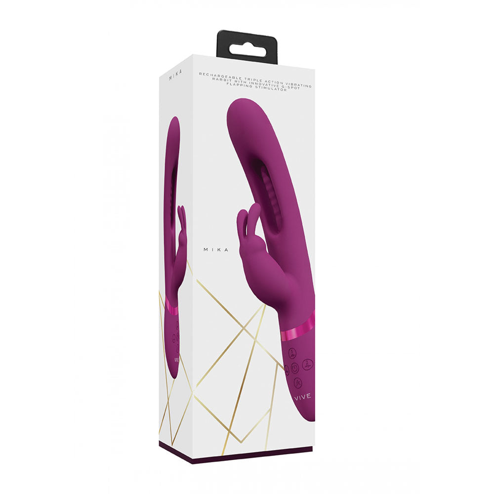 VIVE Mika -  -  23.2 cm USB Rechargeable Rabbit Vibrator with Flapping Shaft