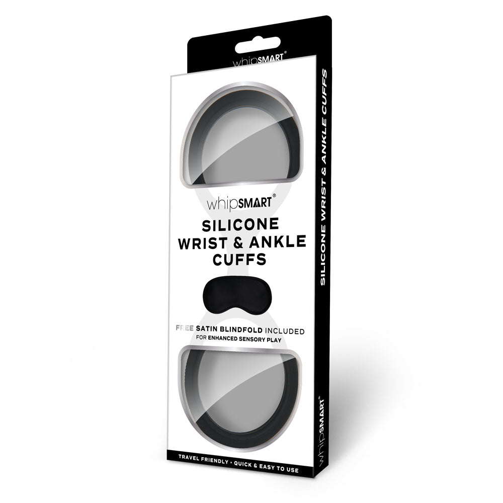 WhipSmart Silicone Wrist & Ankle Cuffs -  -  Restraints with Bonus Eye Mask