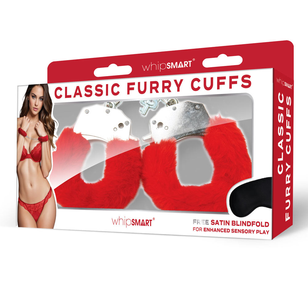 WhipSmart Classic Furry Cuffs -  -  Furry Restraints with Bonus Eye Mask
